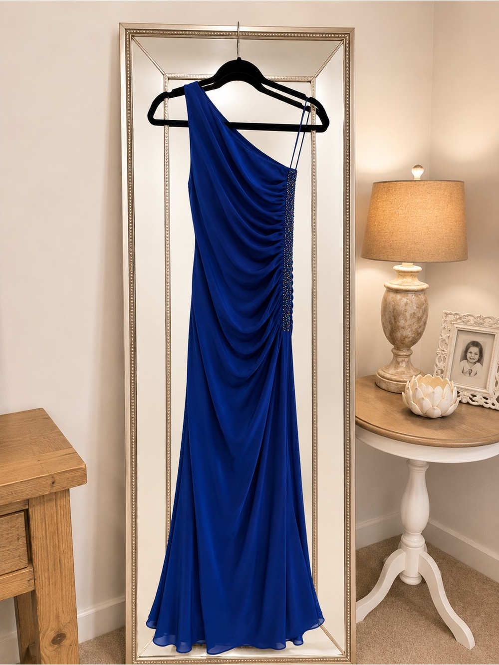Laundry By Shelli Segal One-Shoulder Royal Blue Evening Gown